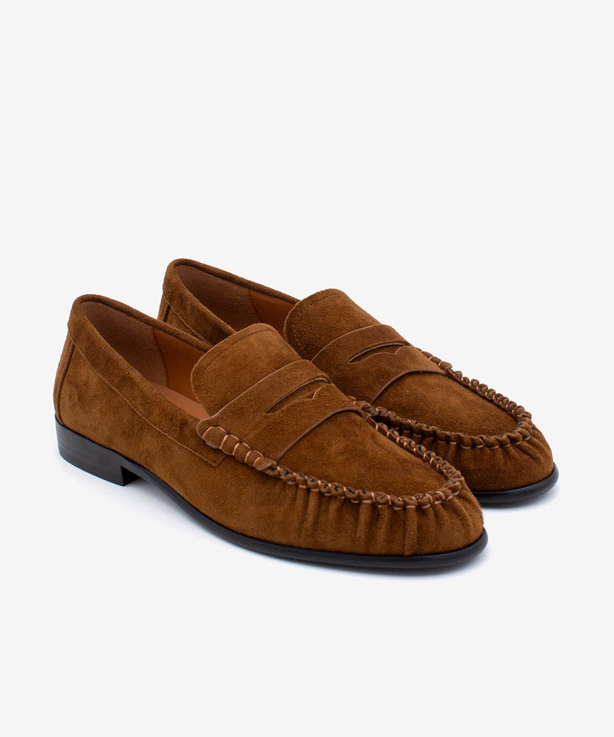 Mocasines planos de mujer de puntera redonda con suela rubber de ante, daphne - Ángel Alarcón - Camel Camel-5