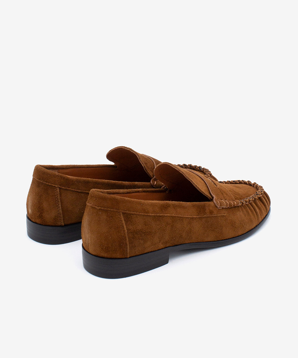 Mocasines planos de mujer de puntera redonda con suela rubber de ante, daphne - Ángel Alarcón - Camel Camel-4