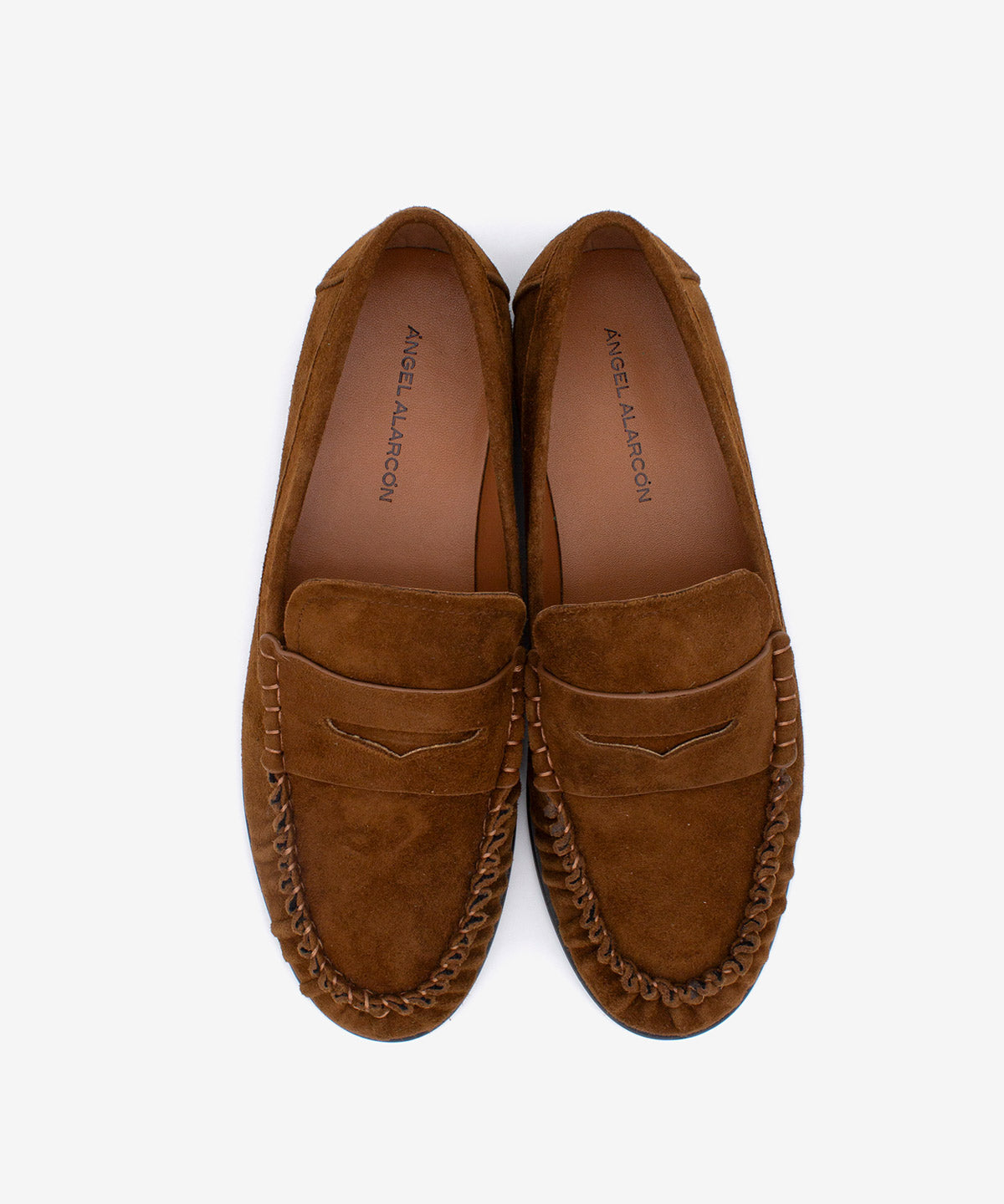 Mocasines planos de mujer de puntera redonda con suela rubber de ante, daphne - Ángel Alarcón - Camel Camel-6