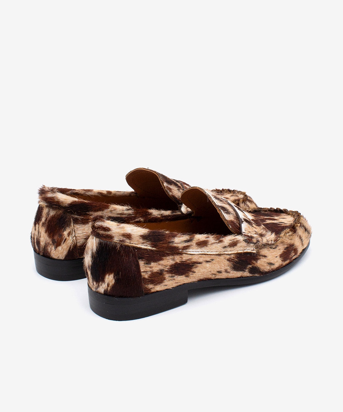 Mocasines planos de mujer de puntera redonda con suela rubber de pelo print, daphne - Ángel Alarcón - Marrón oscuro Marrón oscuro-4