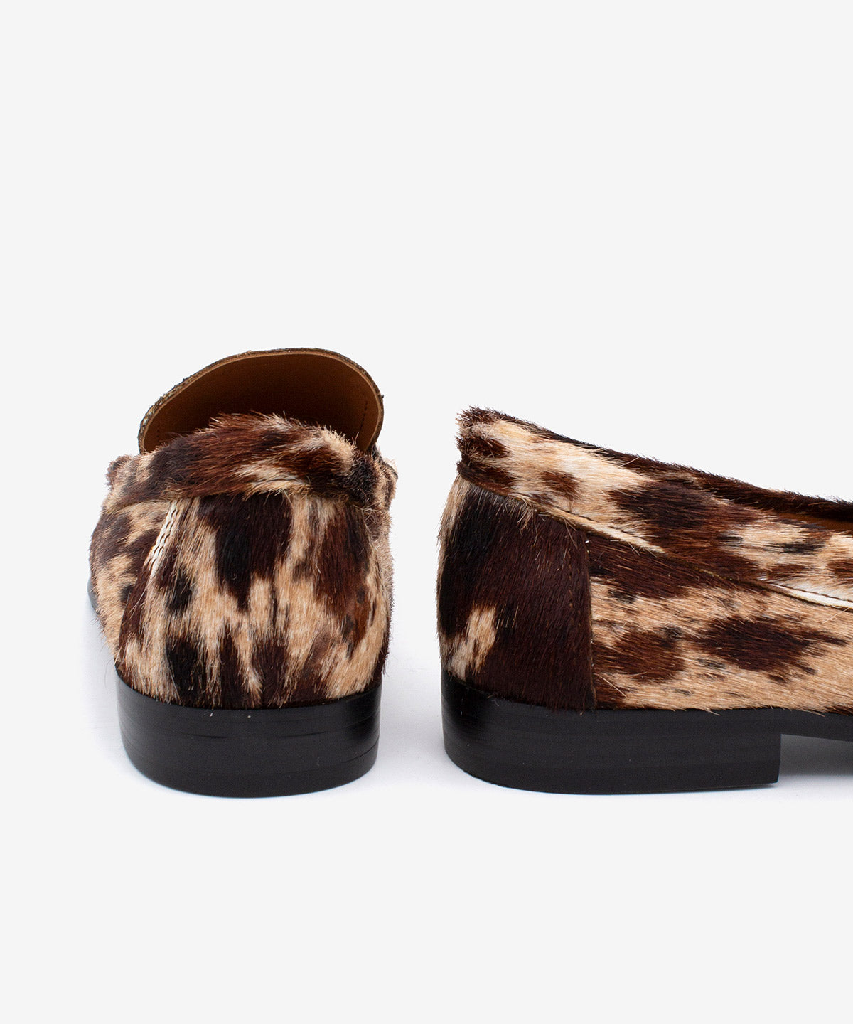 Mocasines planos de mujer de puntera redonda con suela rubber de pelo print, daphne - Ángel Alarcón - Marrón oscuro Marrón oscuro-7