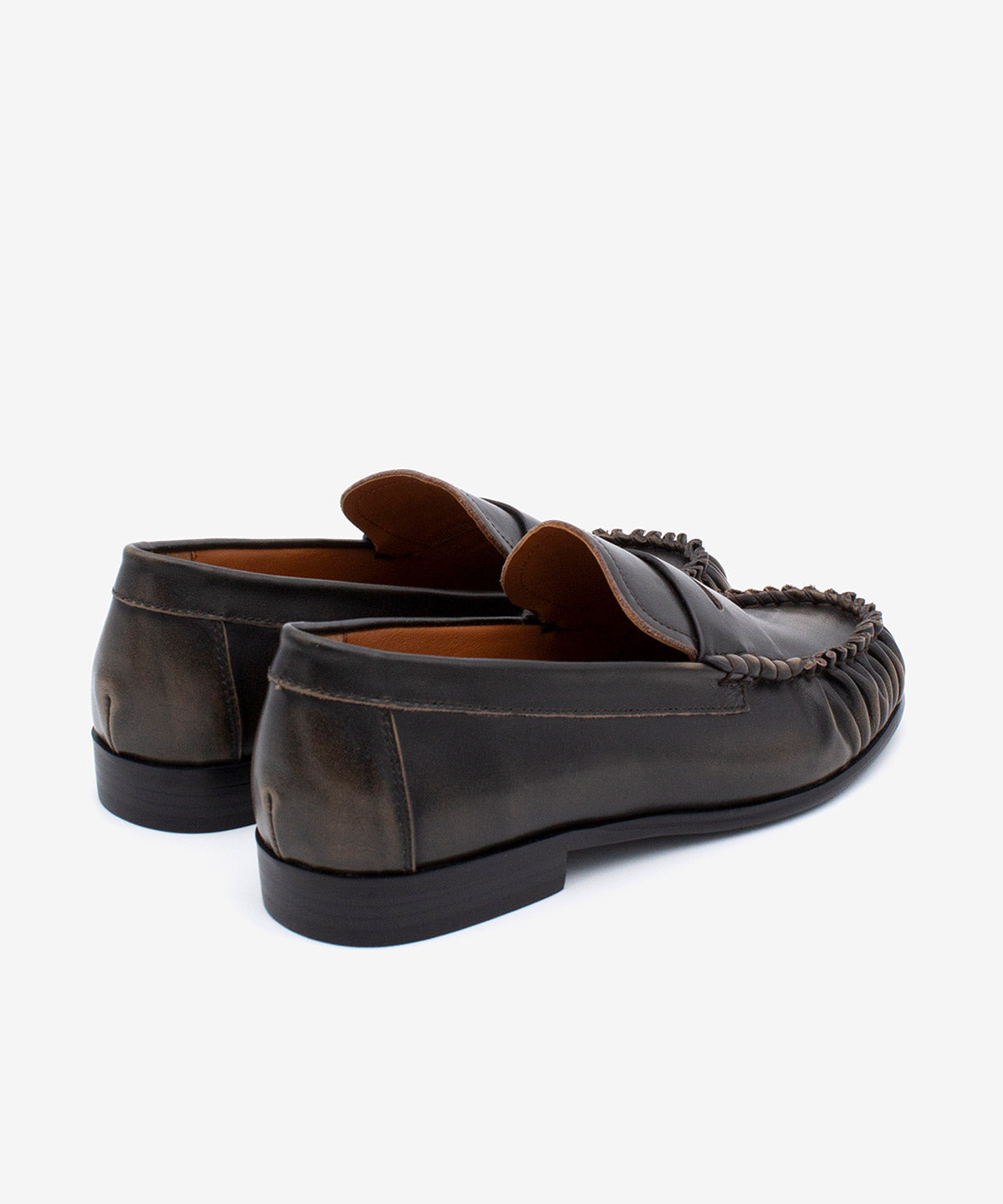 Mocasines planos de mujer de puntera redonda con suela rubber de piel cepillada vac, daphne - Ángel Alarcón - Marrón oscuro Marrón oscuro-3
