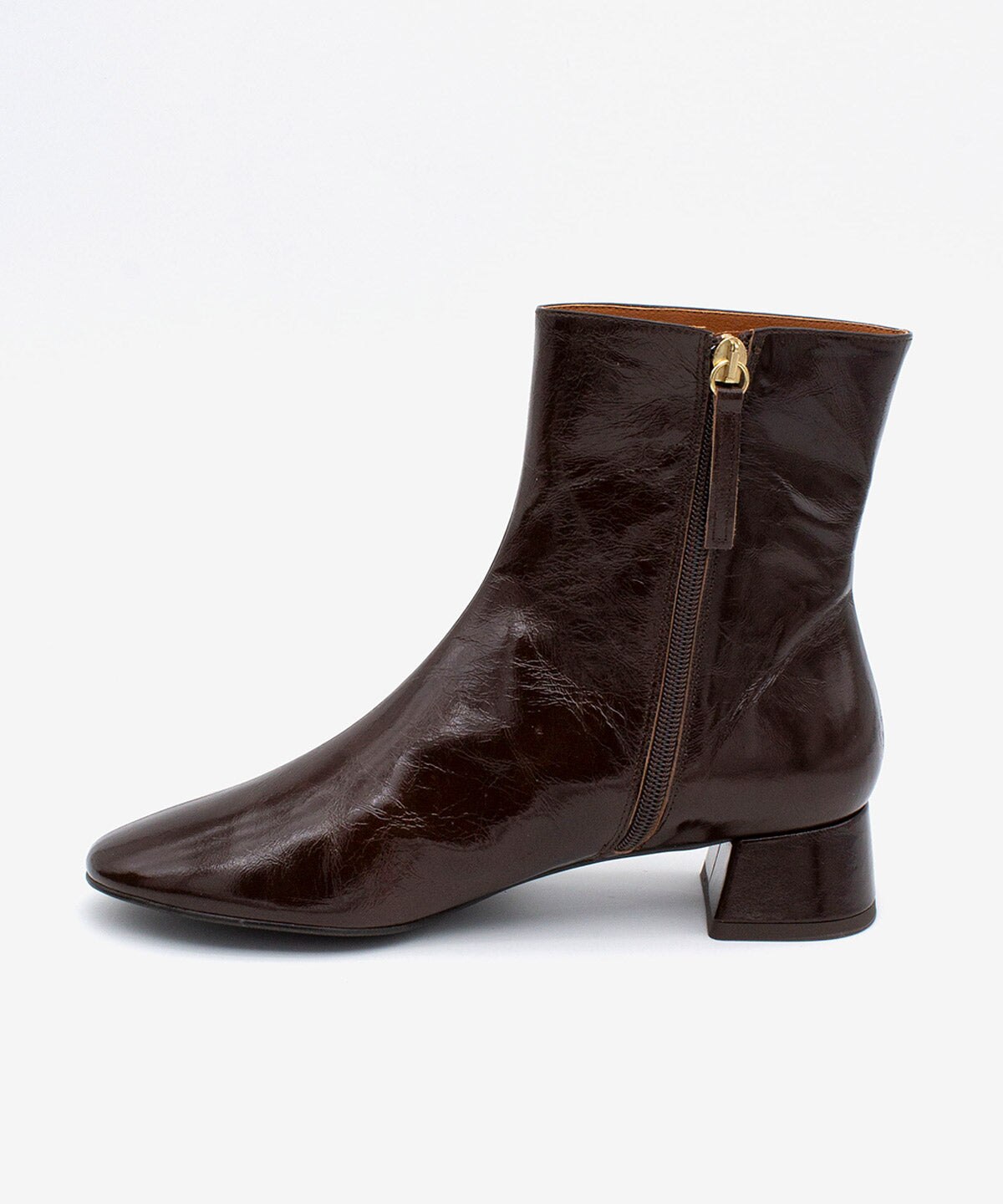 Botines básicos de mujer de tacón bajo ancho cómodo de piel brillan textu., tamara - Ángel Alarcón - Marrón oscuro Marrón oscuro-5