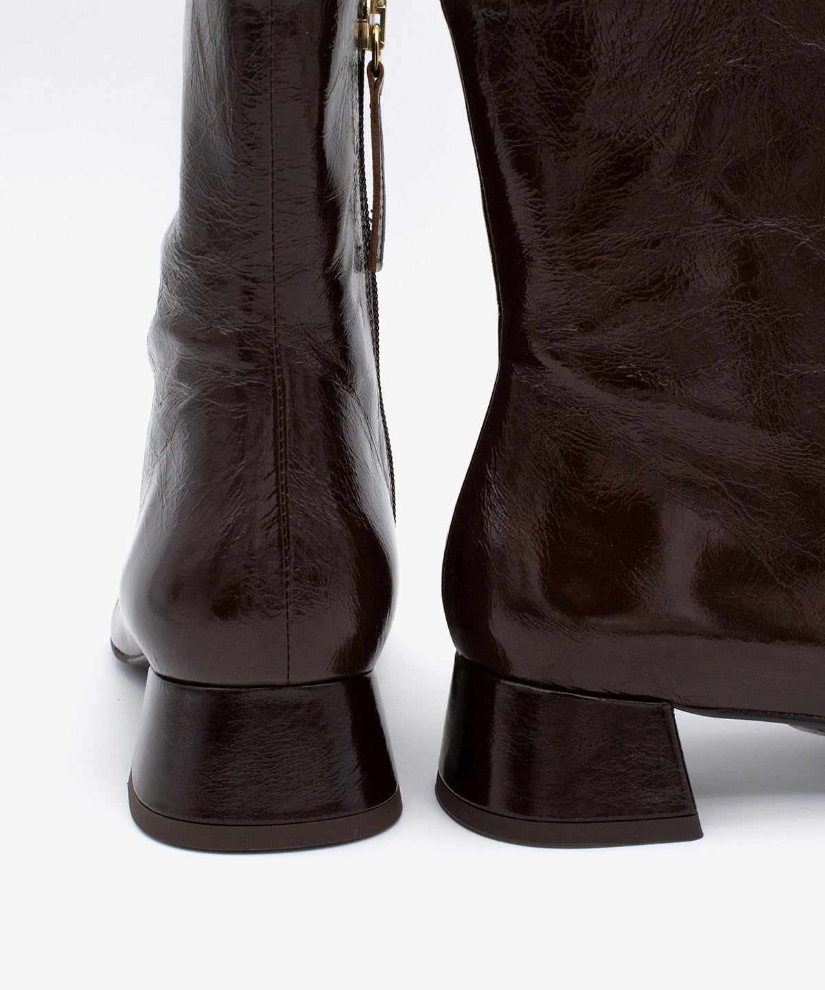 Botines básicos de mujer de tacón bajo ancho cómodo de piel brillan textu., tamara - Ángel Alarcón - Marrón oscuro Marrón oscuro-7