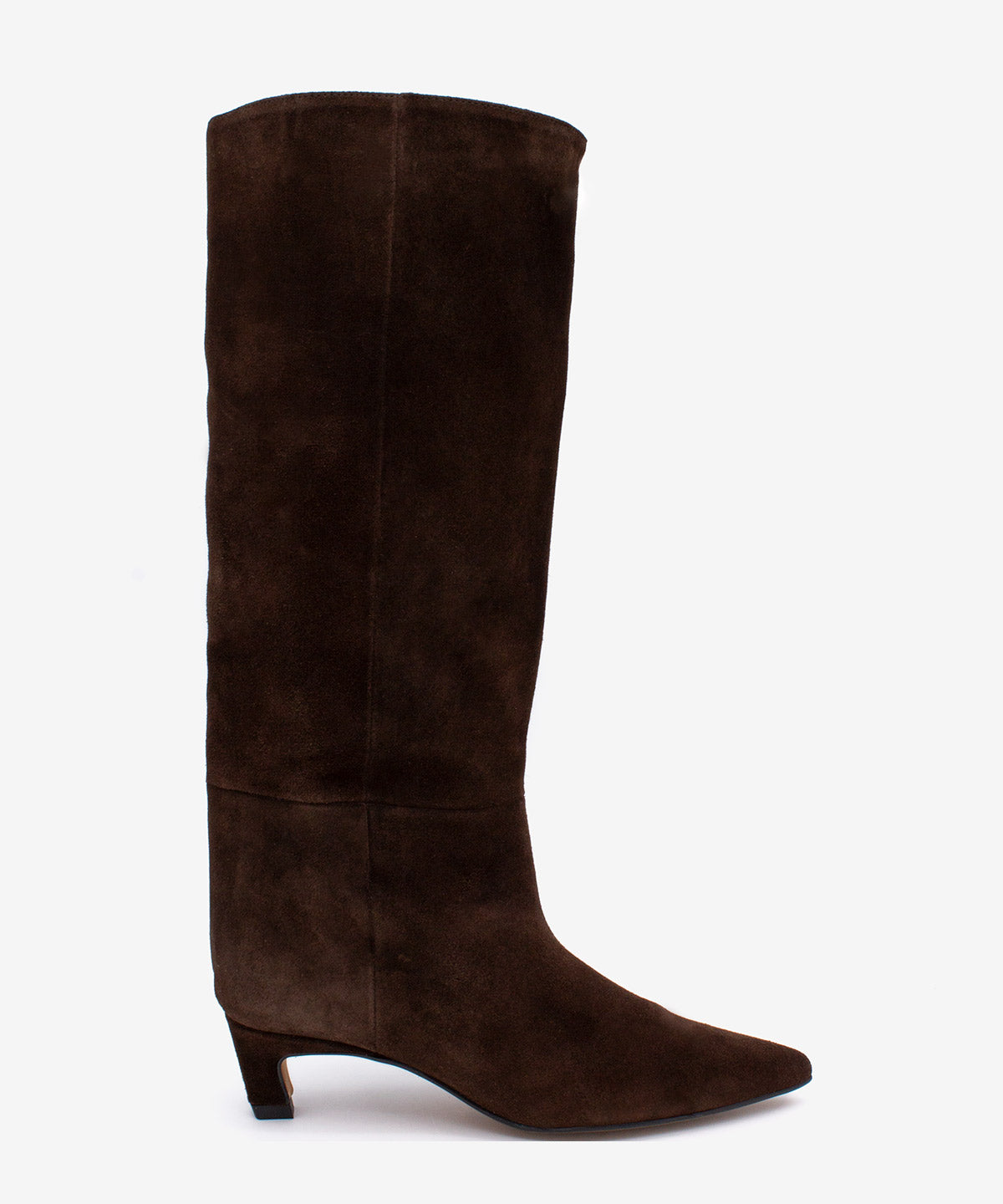 Botas básicas de mujer de tipo gaucha moderna de tacón bajo de serraje, gaelle - Ángel Alarcón - Marrón oscuro Marrón oscuro-1