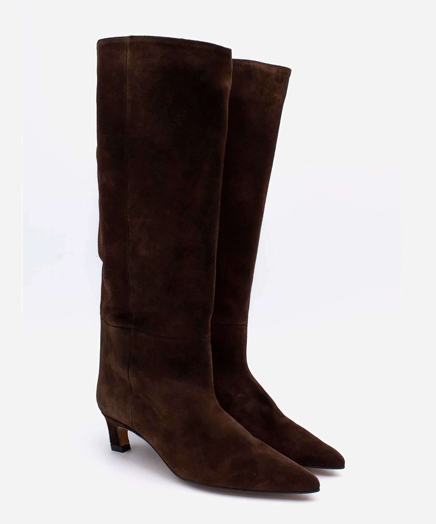Botas básicas de mujer de tipo gaucha moderna de tacón bajo de serraje, gaelle - Ángel Alarcón - Marrón oscuro Marrón oscuro-3