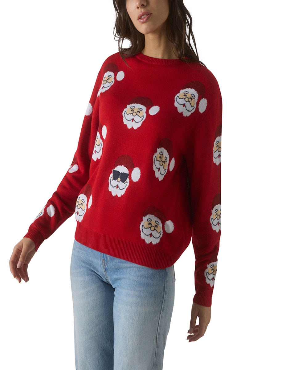 Jersey de mujer navideño con estampado de Papá Noel