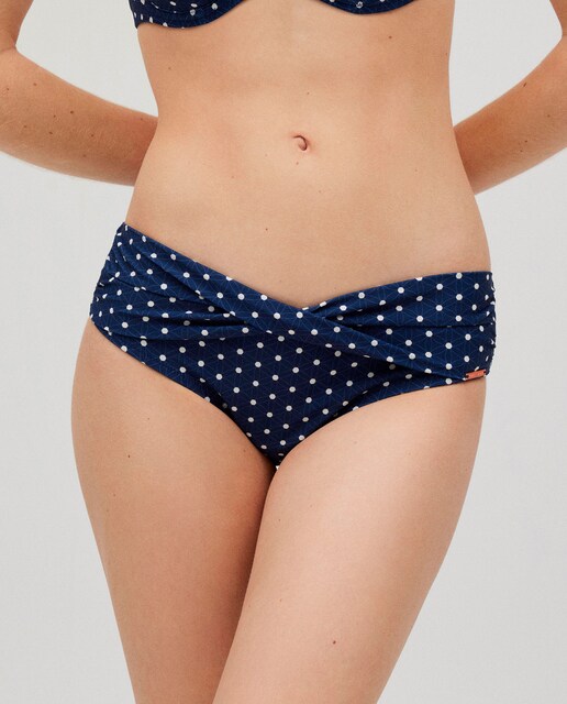 Imagen 0 de Braga de bikini midi reductora con estampado de lunares marino