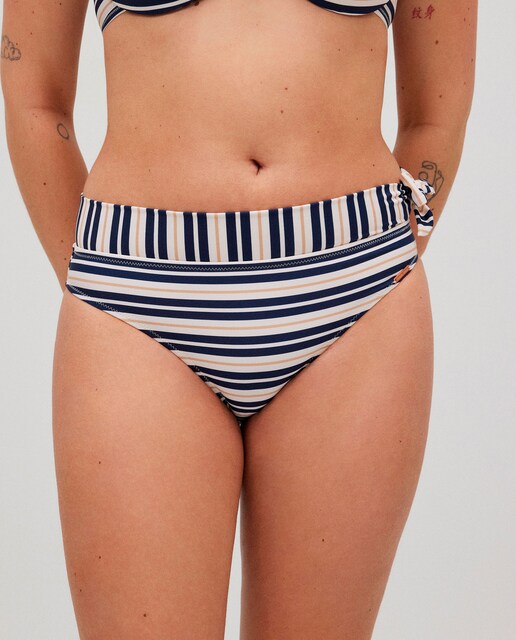 Imagen 0 de Braga de bikini midi detalle lazo con estampado de rayas multicolor