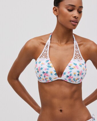 Top Bikini Triángulo Push-Up Con Crochet - Micropiqué, Realce Natural, Sujeción Óptima, Para Playa O Piscina