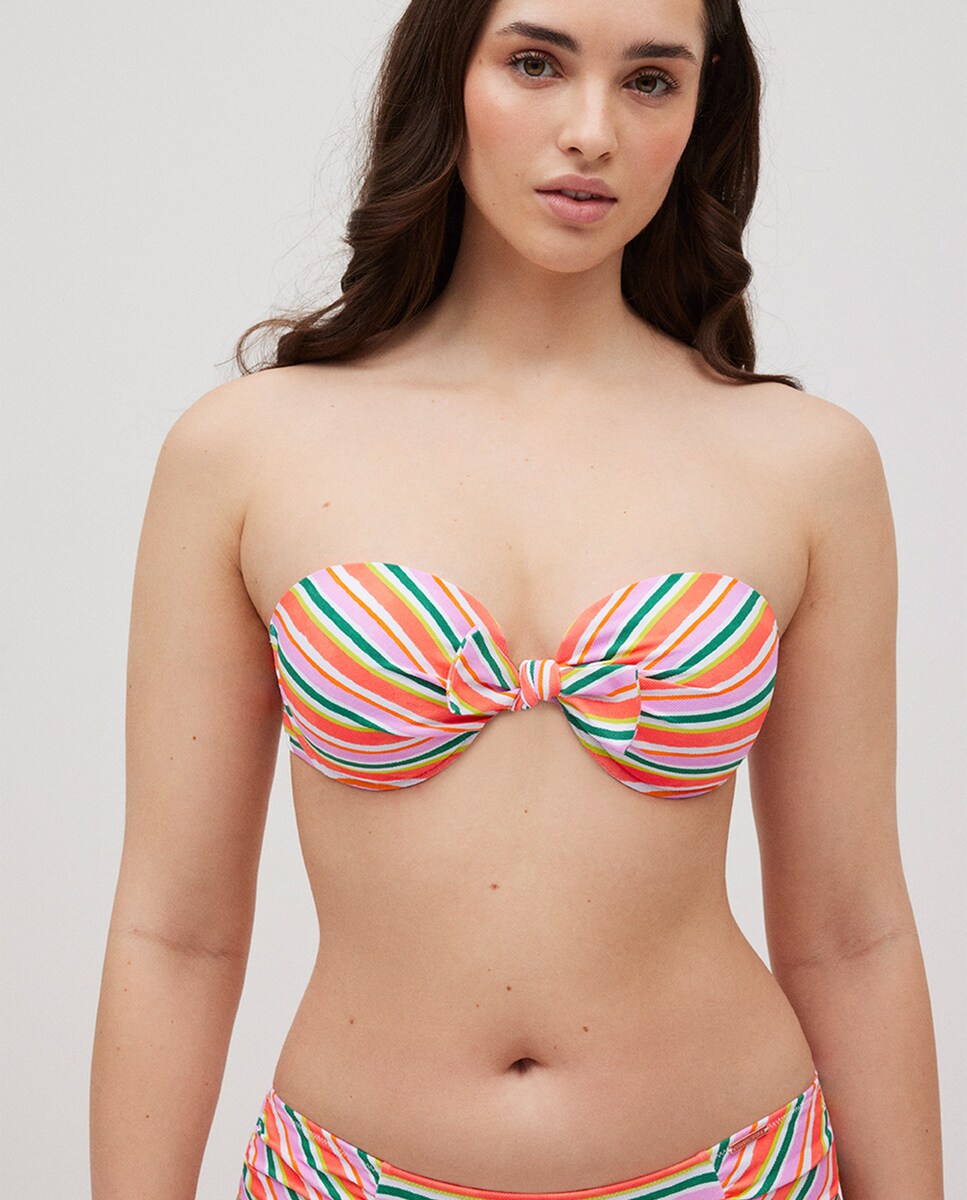 Bikini Micropiqué Coppa C Top Bikini YSABEL MORA Blu Micropiqué