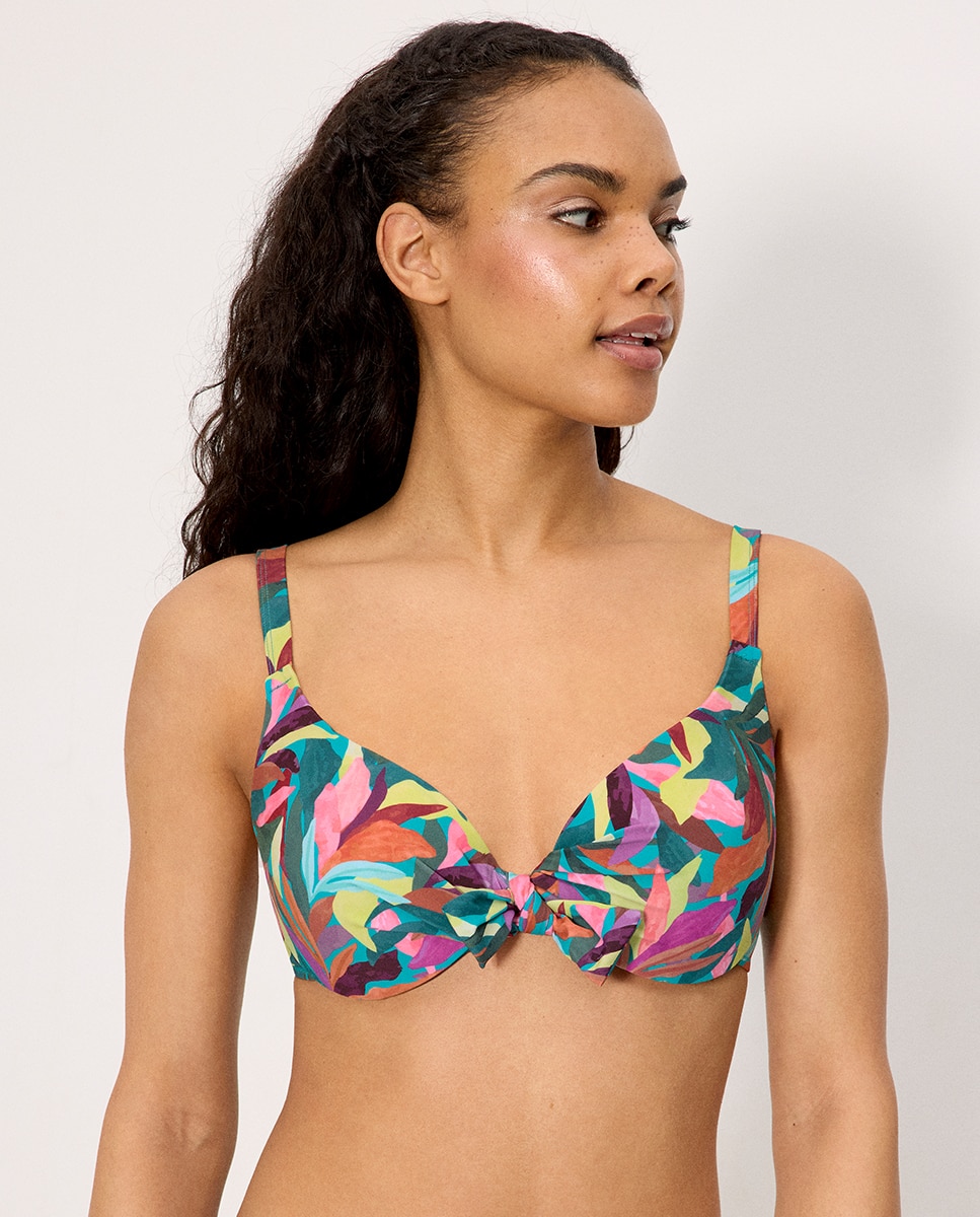 Ysabel Mora - Tops de bikini con aro estampado hojas en copa c.