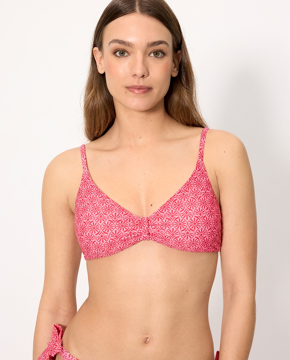 Ysabel Mora - Tops de bikini triángulo estampado de flores y en copa B.
