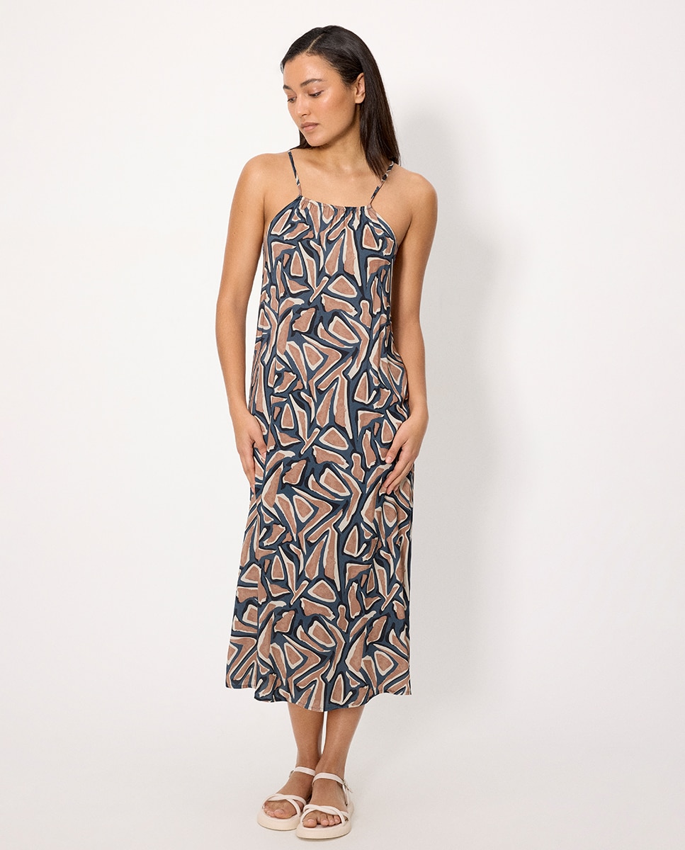 Ysabel Mora - Vestidos de playa largo tirantes estampado.