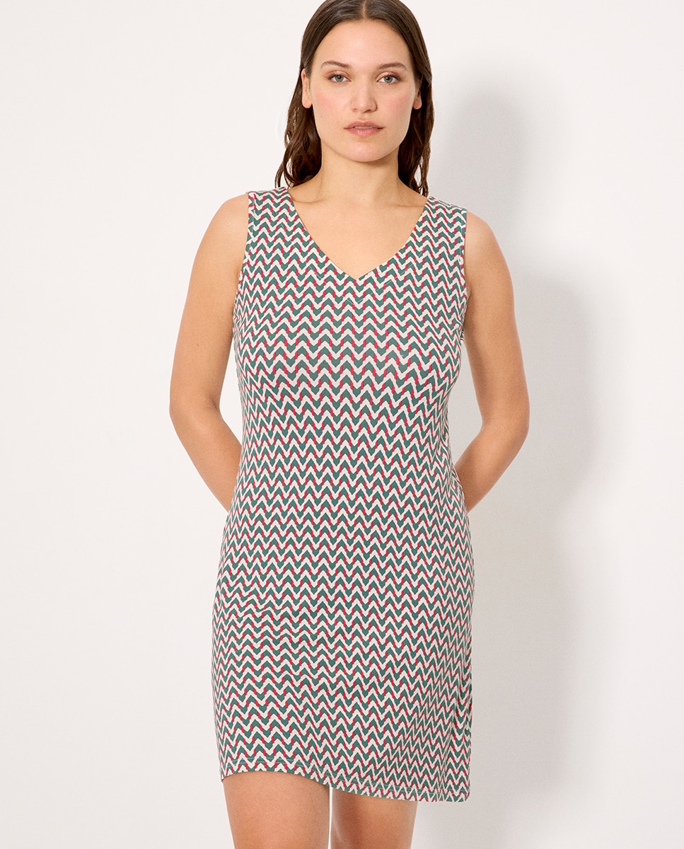 Ysabel Mora - Vestidos de playa corto tirantes estampado coral.
