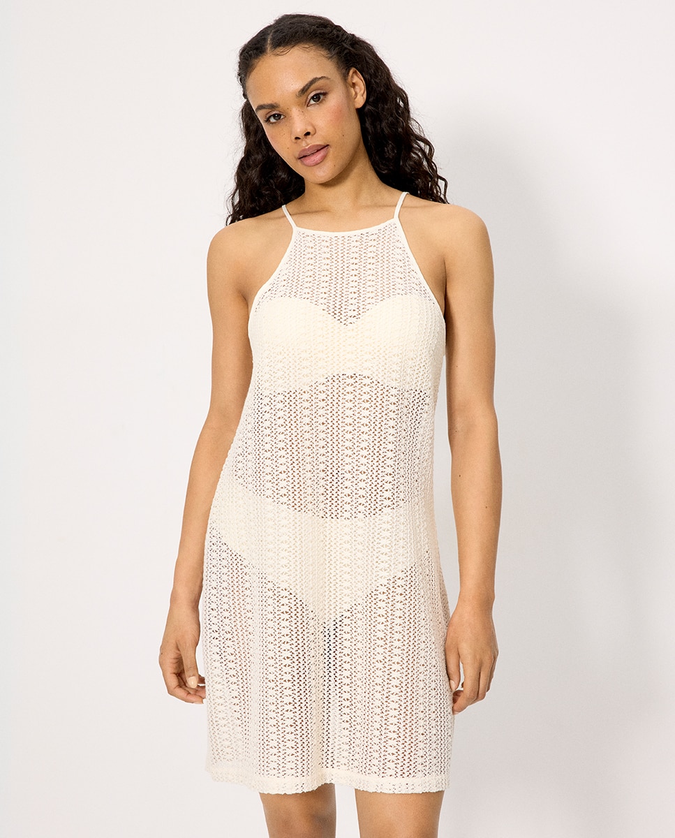 Ysabel Mora - Vestidos de playa corto calado tirantes.
