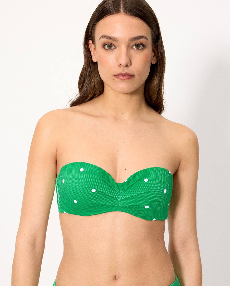 Ysabel Mora - Tops de bikini bandeau piqué lunares en copas b y c.