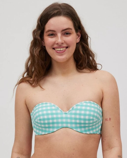 Imagen 0 de Top bikini bandeau vichy con textura copa C