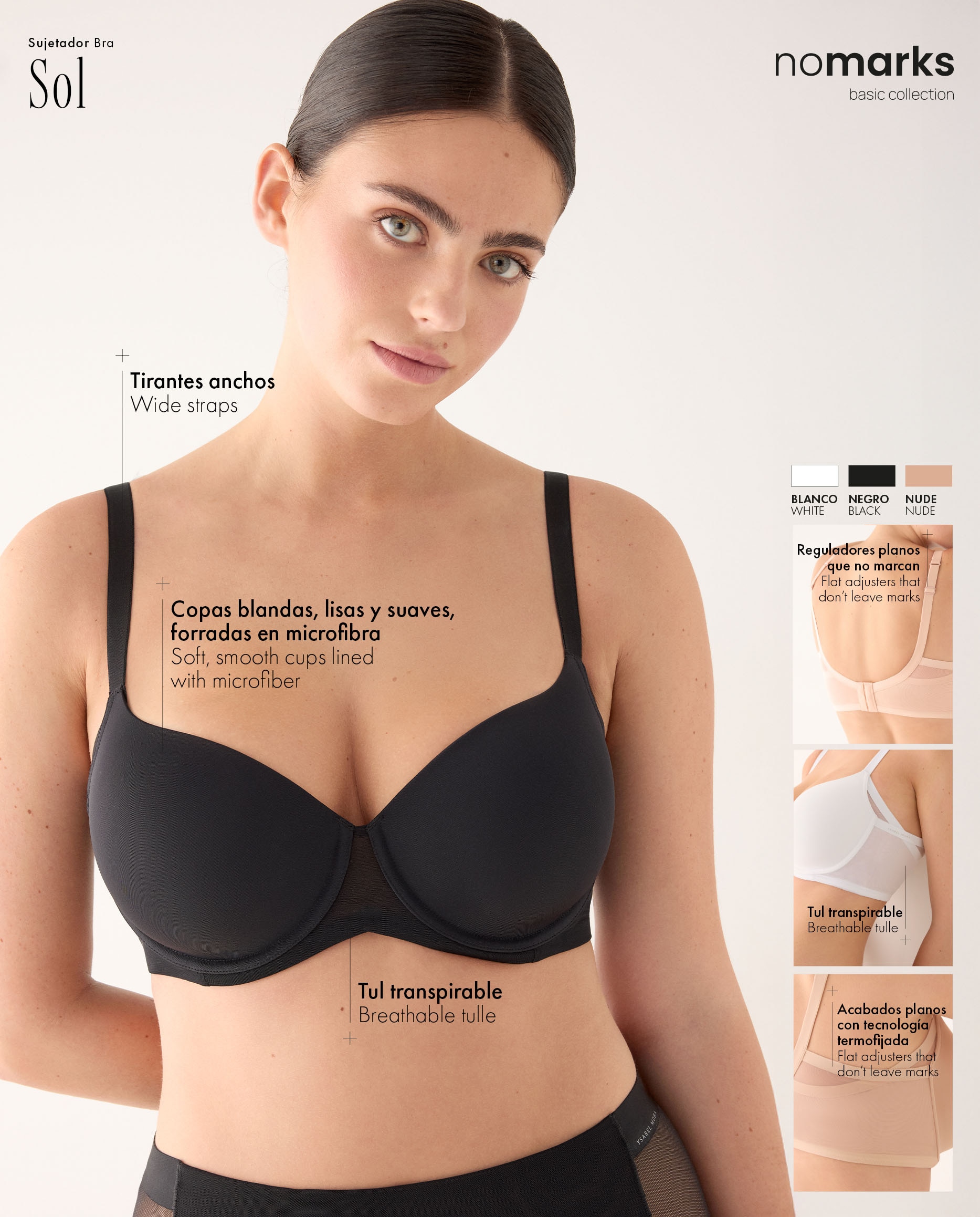 Sujetador con aro de capacidad con relleno nomarks sol copas c d e - Ysabel Mora - Negro Negro-7