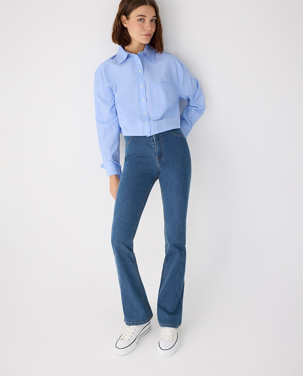 Pantalón vaquero acampanado efecto push-up - Ysabel Mora - Azul marino Azul marino-2
