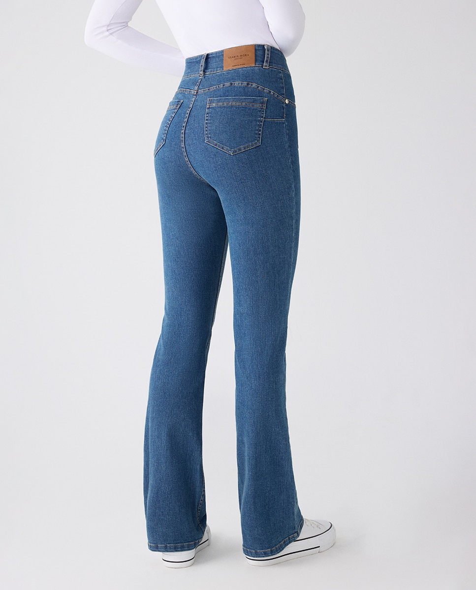 Pantalón vaquero acampanado efecto push-up - Ysabel Mora - Azul marino Azul marino-4