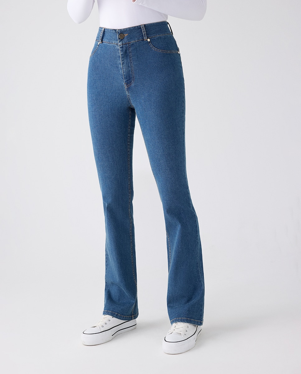 Pantalón vaquero acampanado efecto push-up - Ysabel Mora - Azul marino Azul marino-5
