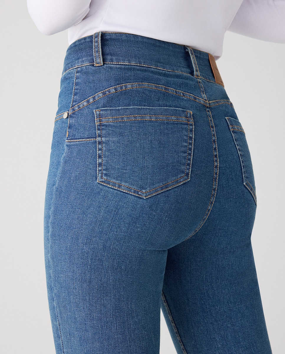 Pantalón vaquero acampanado efecto push-up - Ysabel Mora - Azul marino Azul marino-6