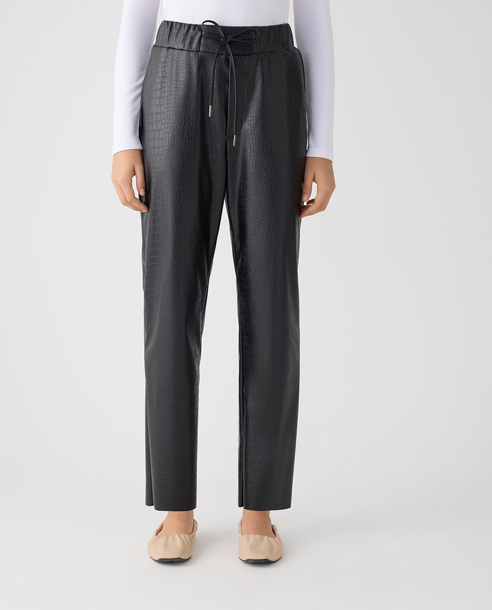 Pantalón de tiro alto efecto piel - Ysabel Mora - Negro Negro-3