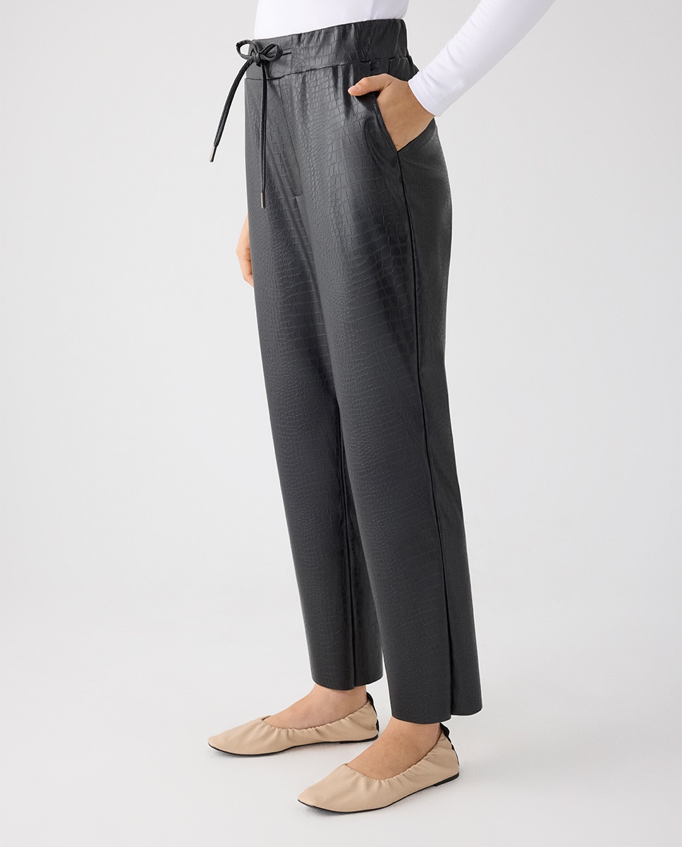 Pantalón de tiro alto efecto piel - Ysabel Mora - Negro Negro-5