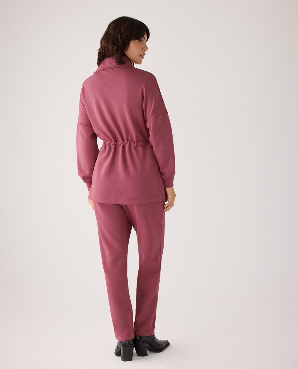 Sudadera larga afelpada con cremallera y cintura ajustable - Ysabel Mora - Rosa Rosa-3