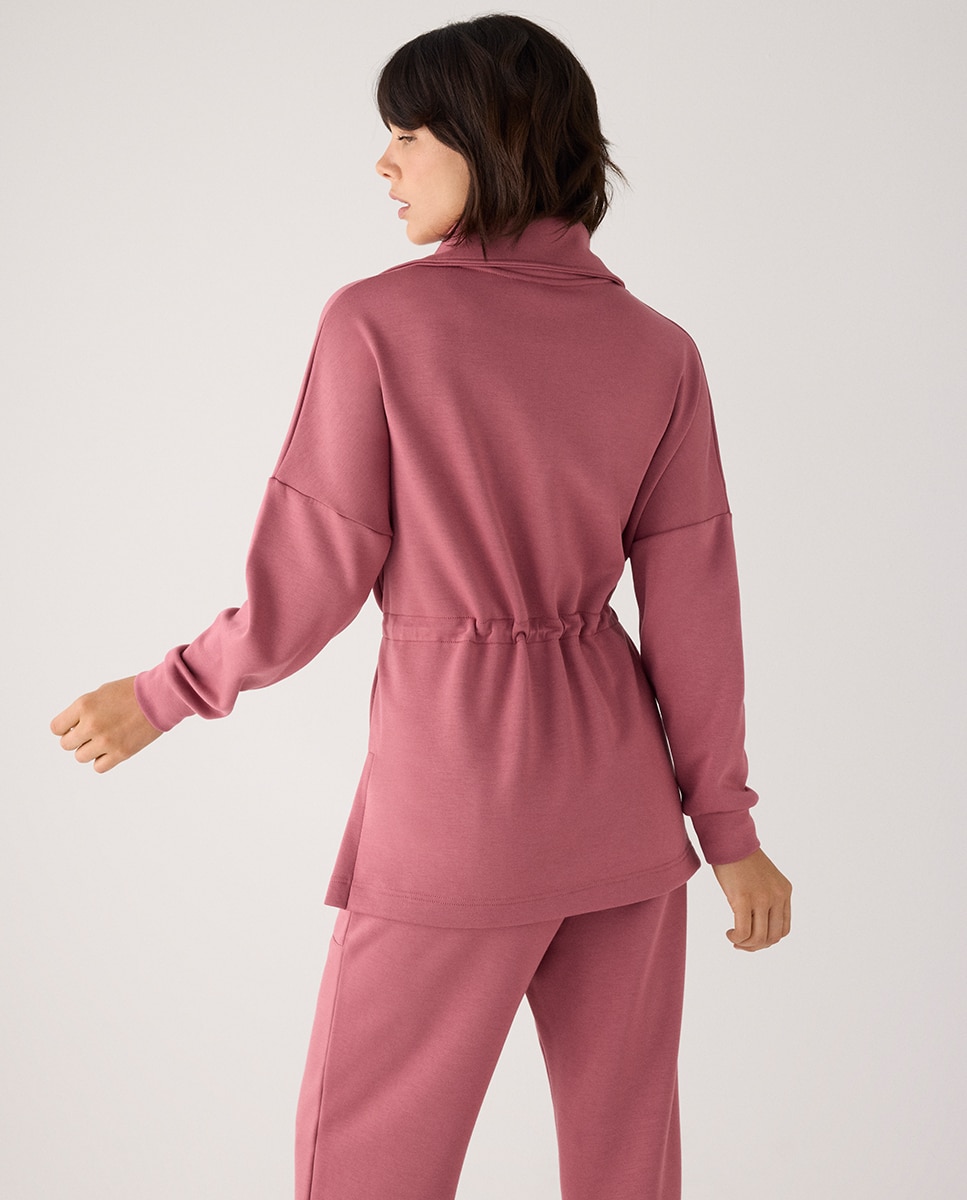 Sudadera larga afelpada con cremallera y cintura ajustable - Ysabel Mora - Rosa Rosa-4