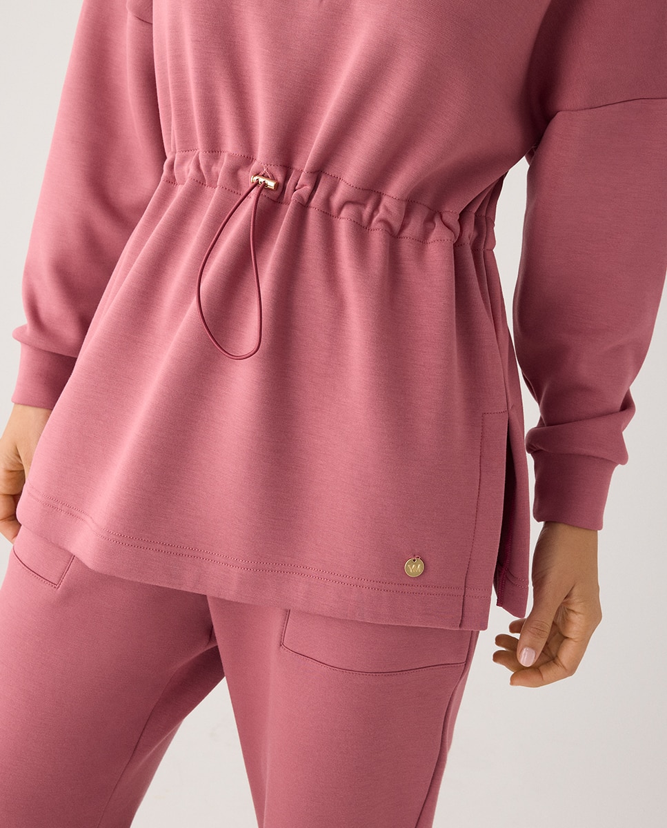 Sudadera larga afelpada con cremallera y cintura ajustable - Ysabel Mora - Rosa Rosa-6