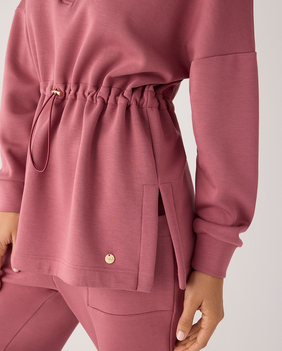 Sudadera larga afelpada con cremallera y cintura ajustable - Ysabel Mora - Rosa Rosa-8