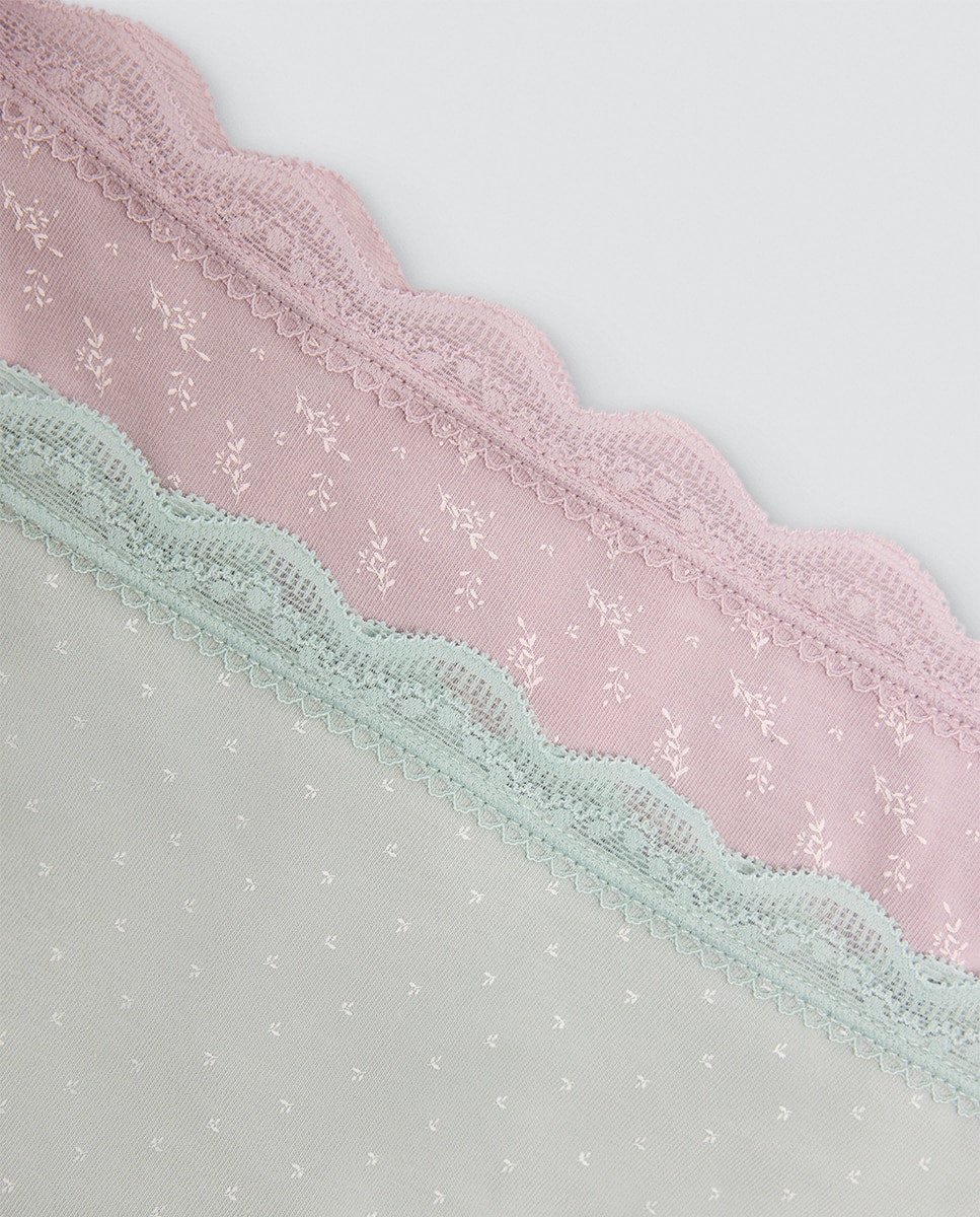 Pack de 2 tangas estampados algodón con ribete de encaje - Ysabel Mora - Multicolor Multicolor-5