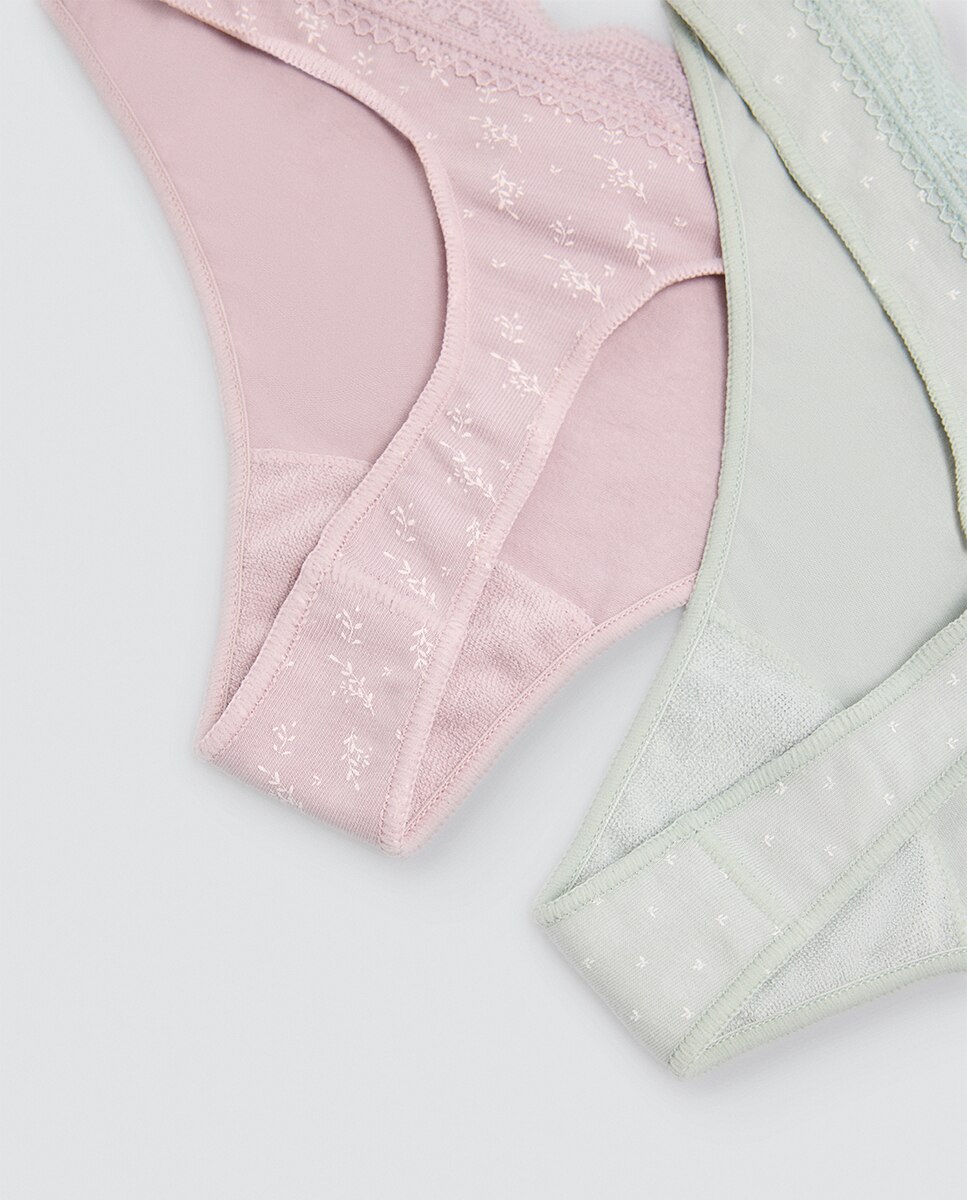 Pack de 2 tangas estampados algodón con ribete de encaje - Ysabel Mora - Multicolor Multicolor-4
