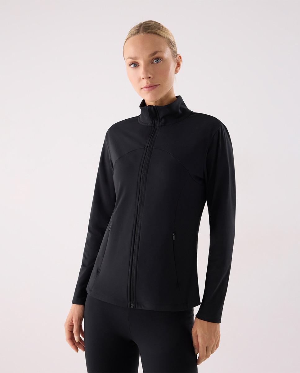 Chaqueta deportiva cuello alto tacto algodonero - Ysabel Mora - Negro Negro-1