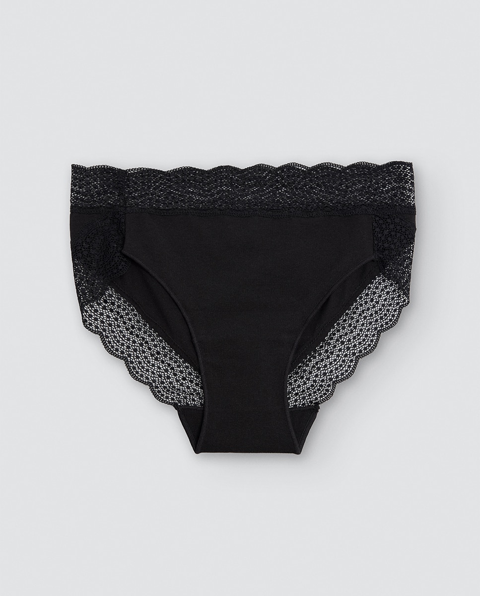 Braga midi de algodón con ribete de encaje - Ysabel Mora - Negro Negro-5
