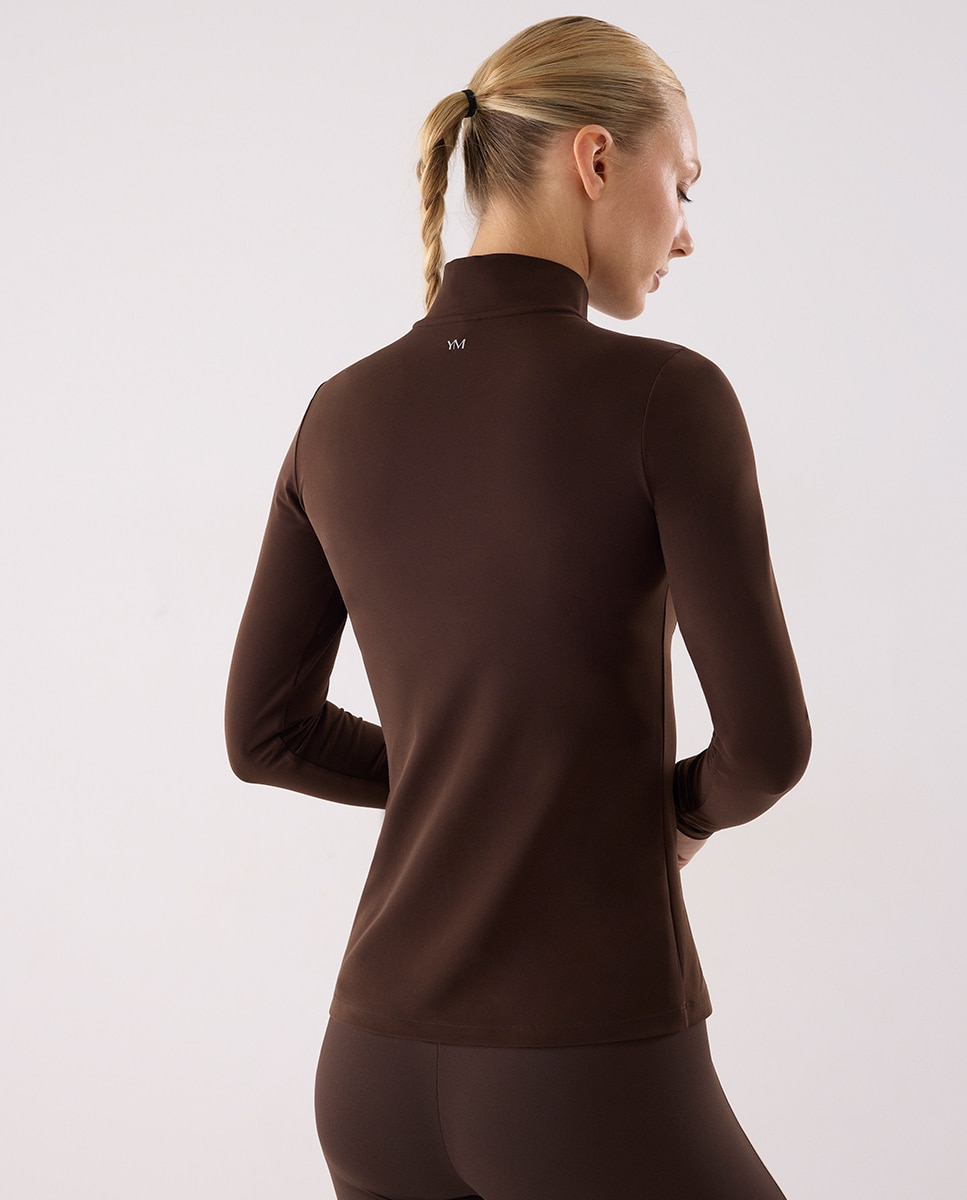 Camiseta deportiva manga larga con interior afelpado - Ysabel Mora - Marrón chocolate Marrón chocolate-2