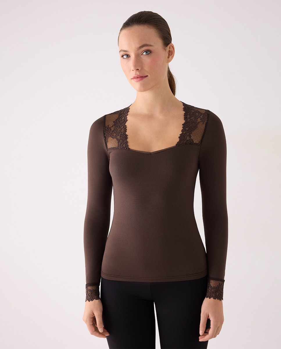 Camiseta térmica manga larga - Ysabel Mora - Marrón chocolate Marrón chocolate-1