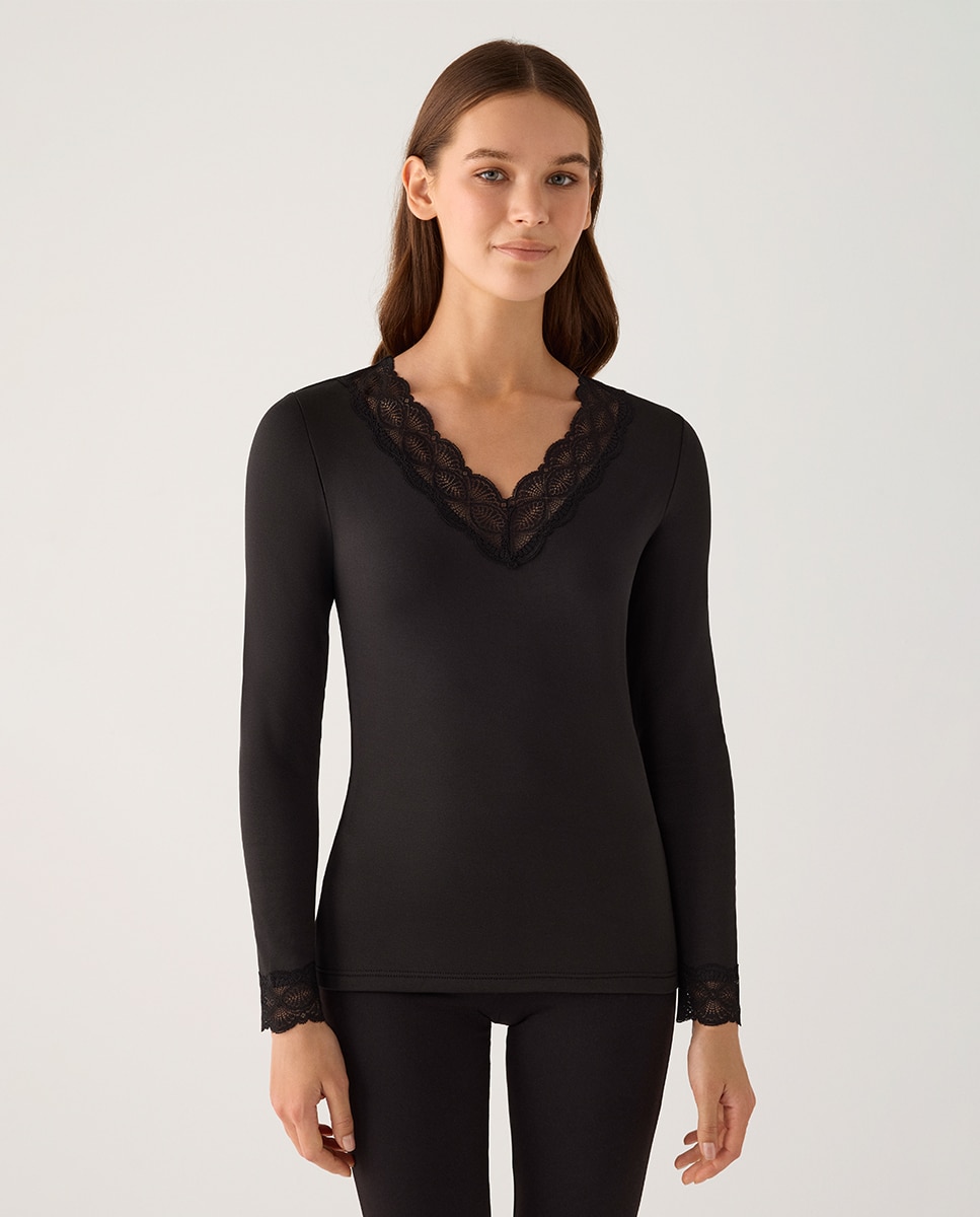 Camiseta térmica manga larga - Ysabel Mora - Negro Negro-1