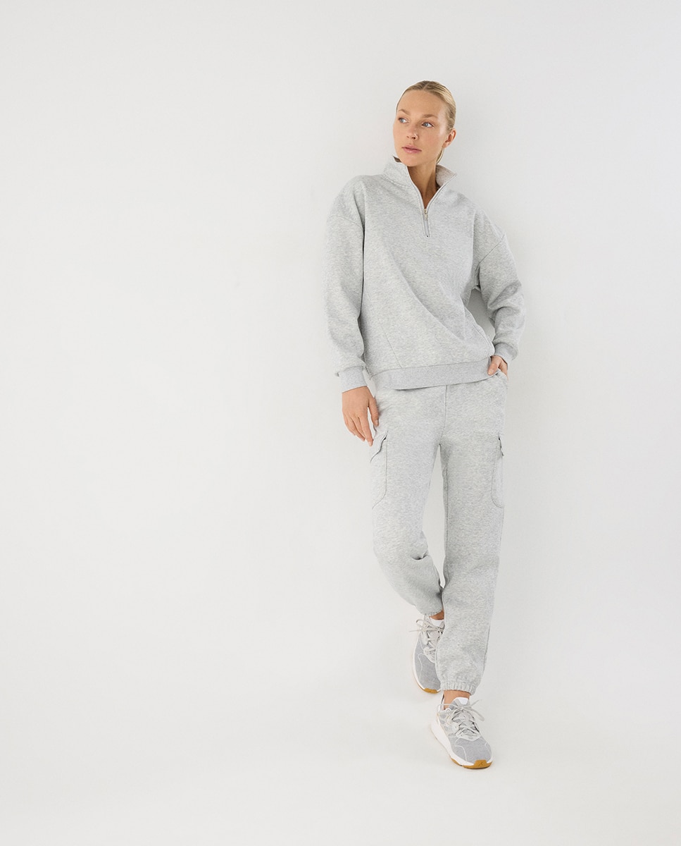 Conjunto de chándal deportivo afelpado sudadera y cargo - Ysabel Mora - Gris claro Gris claro-2