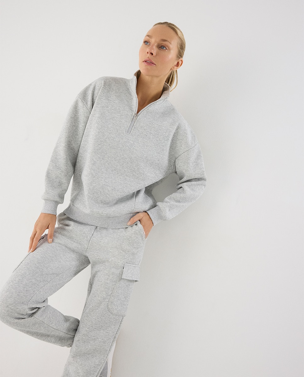 Conjunto de chándal deportivo afelpado sudadera y cargo - Ysabel Mora - Gris claro Gris claro-3