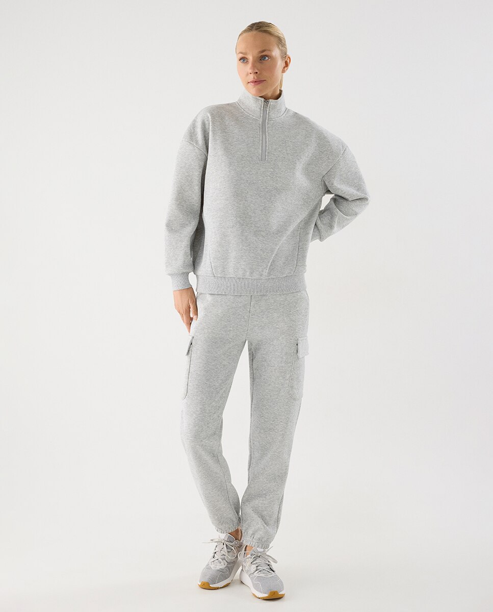 Conjunto de chándal deportivo afelpado sudadera y cargo - Ysabel Mora - Gris claro Gris claro-4