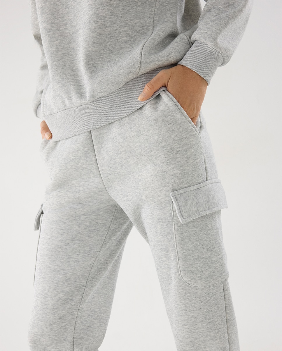 Conjunto de chándal deportivo afelpado sudadera y cargo - Ysabel Mora - Gris claro Gris claro-6