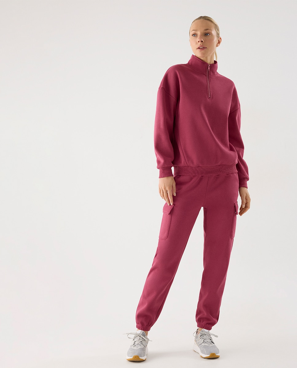 Imagen 0 de Conjunto de chándal deportivo afelpado sudadera y cargo Rosa