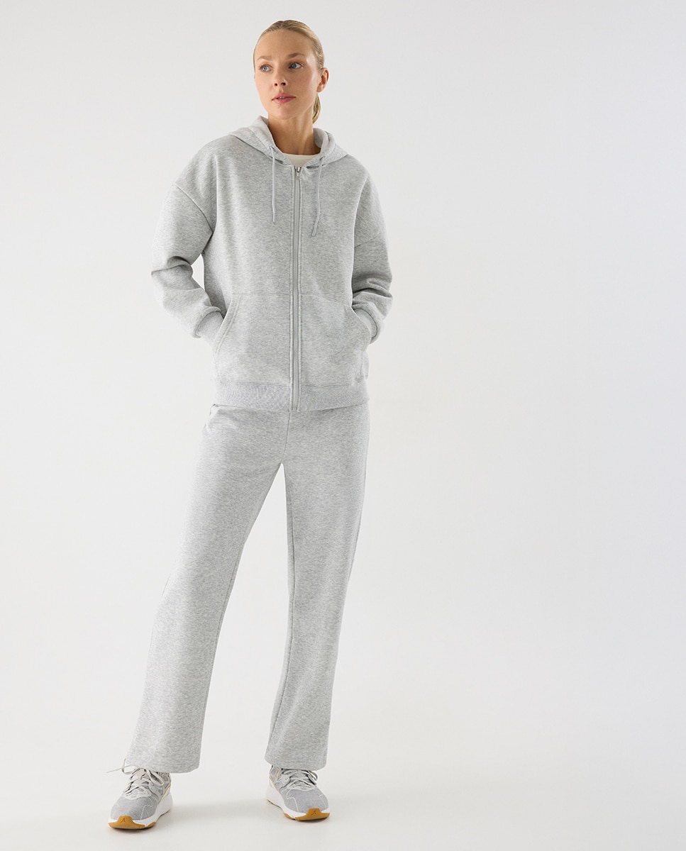 Conjunto de chándal deportivo afelpado chaqueta y pantalón recto - Ysabel Mora - Gris claro Gris claro-1