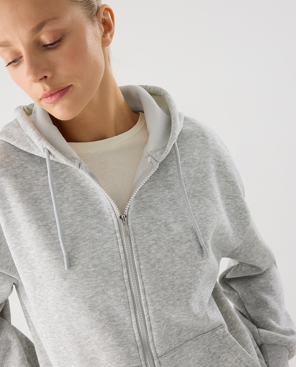 Conjunto de chándal deportivo afelpado chaqueta y pantalón recto - Ysabel Mora - Gris claro Gris claro-3