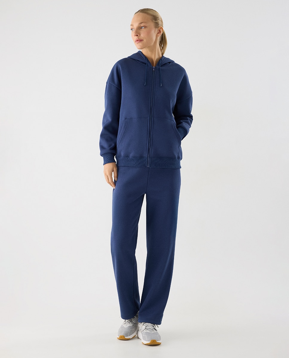 Imagen 0 de Conjunto de chándal deportivo afelpado chaqueta y pantalón recto Azul claro