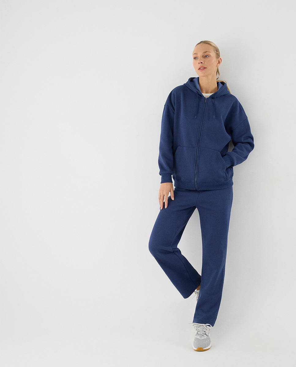 Conjunto de chándal deportivo afelpado chaqueta y pantalón recto - Ysabel Mora - Azul claro Azul claro-5