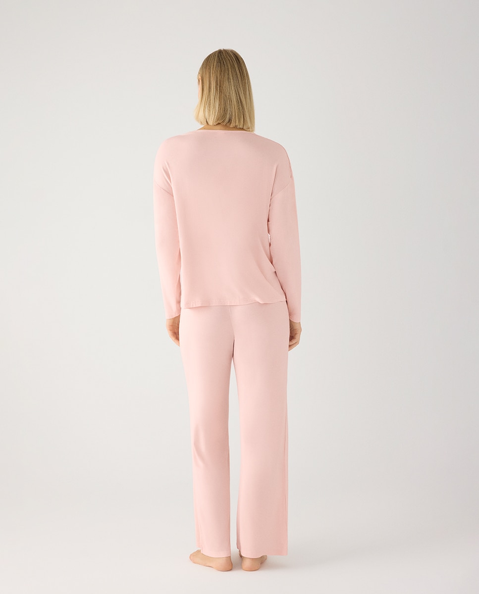 Imagen 2 de Pijama largo de mujer ligero y suave con pantalón ancho - Ysabel Mora - Rosa claro Rosa claro